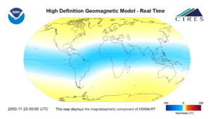 High Definition Geomagnetic Model Real Time loop of magnetic field